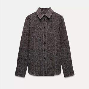 Zara Textured Brown Shirt and Pant Set size l and xl